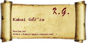 Kabai Géza névjegykártya